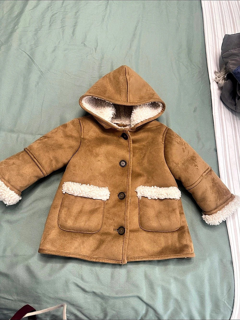 Zara Baby Brown Sherpa Hooded Coat Size 18-24M “15”